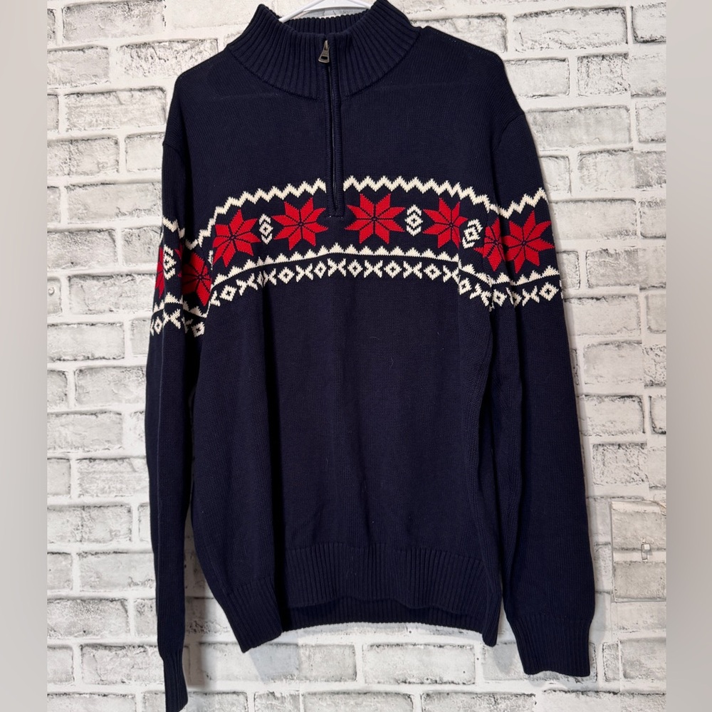 Weatherproof  Zip-Up Sweater the holiday sweater szXL 1/4 zip snowflake pattern‎